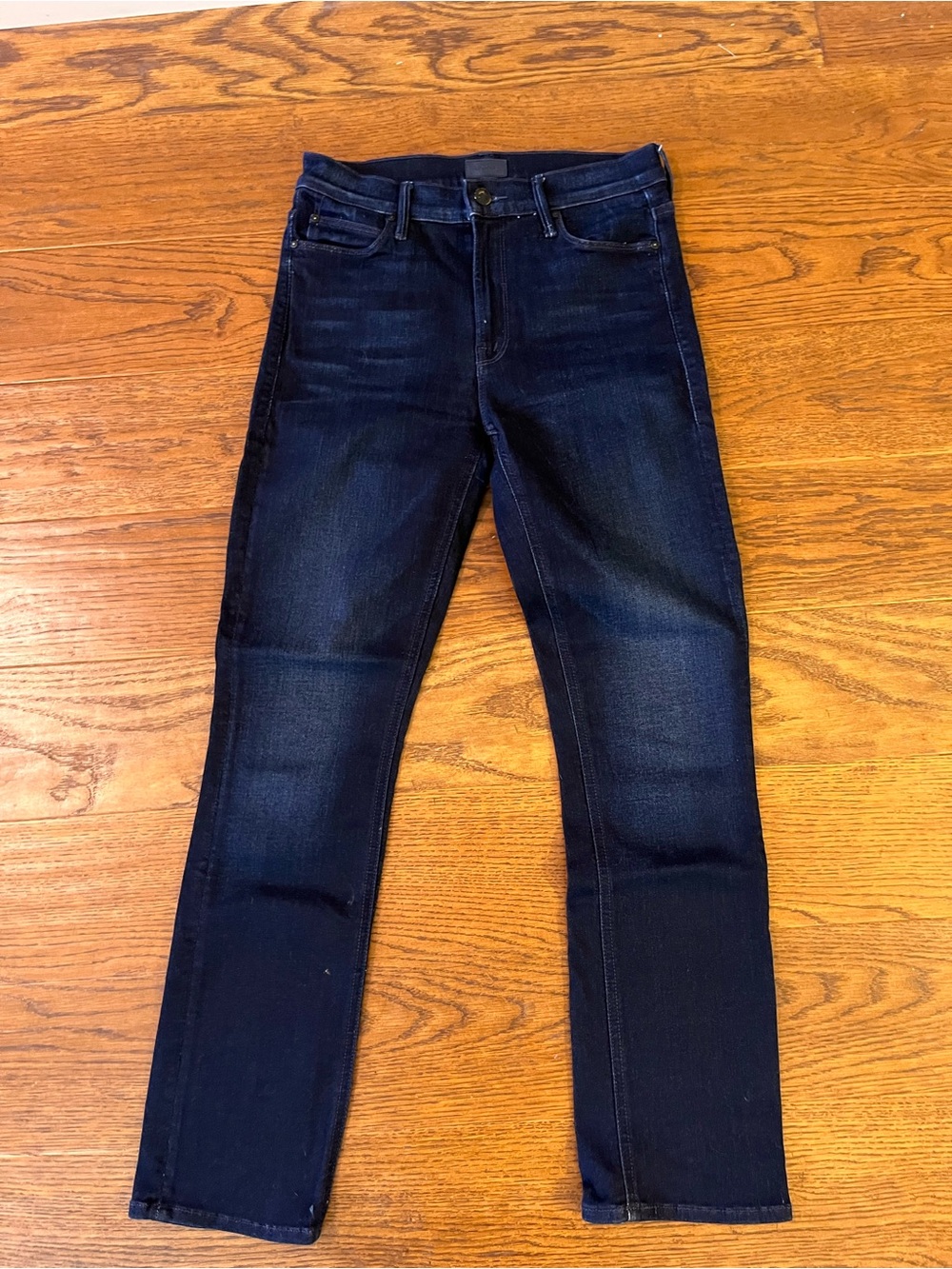 MOTHER The Mid Rise Dazzler ankle Slim Straight Jeans in Dark Indigo